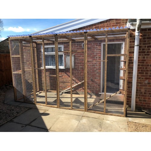 Catio / Cat Lean to 12ft x 6ft x 7.5ft tall With Clear Waterproof Roof